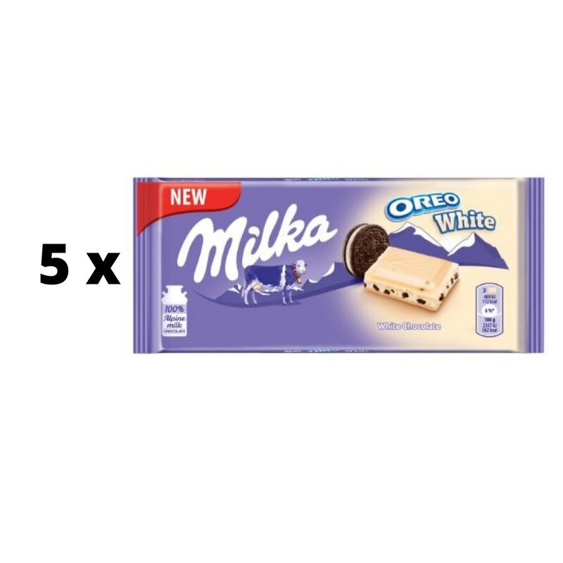 Šokolaad Milka Oreo White, 100 g x 5 tk hind ja info | Maiustused | kaup24.ee