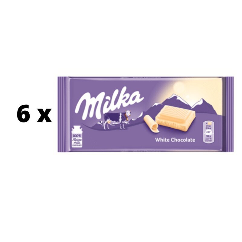 Šokolaad Milka White, 100 g x 6 tk цена и информация | Maiustused | kaup24.ee