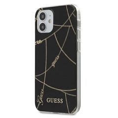 Guess GUHCP12SPCUCCHBK iPhone 12 mini 5,4 " must kõvaümbris Gold Chain Collection hind ja info | Telefoni kaaned, ümbrised | kaup24.ee