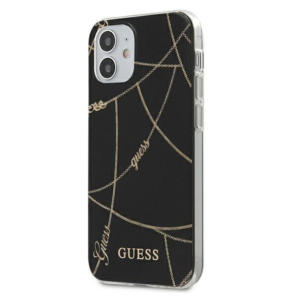 Guess GUHCP12SPCUCCHBK iPhone 12 mini 5,4 " must kõvaümbris Gold Chain Collection цена и информация | Telefoni kaaned, ümbrised | kaup24.ee