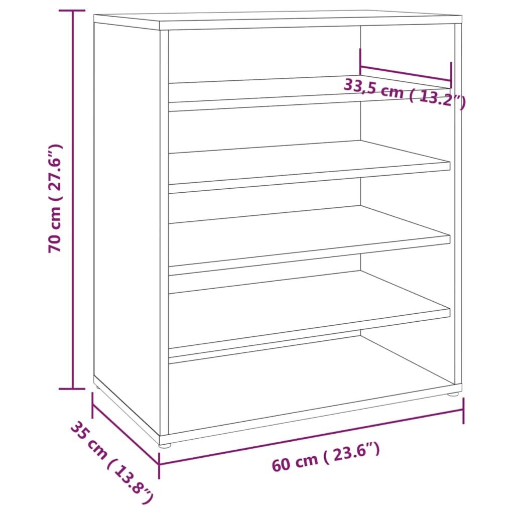 vidaXL jalatsikapp, hall Sonoma tamm, 60x35x70 cm, tehispuit цена и информация | Jalatsikapid, jalatsiriiulid | kaup24.ee