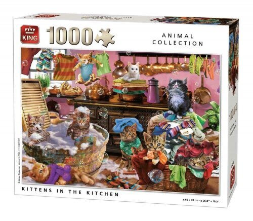 King - Puzzle 1000 Animal Collection Kittens In The Kitchen hind ja info | Pusled | kaup24.ee