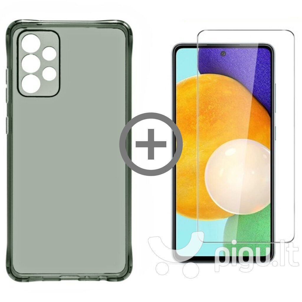 Protection Set - Clear Case Antishock Samsung Galaxy A53, must värv + ekraani kaitseklaas Saundberry Basic(Case Friendly) hind ja info | Telefoni kaaned, ümbrised | kaup24.ee