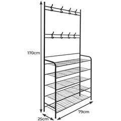 Вешалка для одежды с полкой для обуви, черный цена и информация | Вешалки для одежды | kaup24.ee