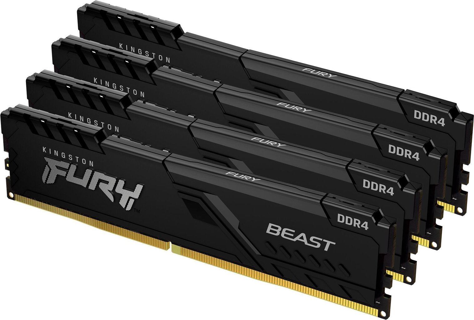 KINGSTON 128GB 3200MHz DDR4 CL16 DIMM (Kit of 4) FURY Beast Black KF432C16BBK4/128 цена и информация | Operatiivmälu (RAM) | kaup24.ee