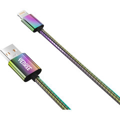 Teraskaabel YENKEE, 2.0 USB A - Lightning, MFi certified, 480 Mbps, 5V/2.4A, 10W, 1m, alumiiniumkorpus, valge цена и информация | Кабели для телефонов | kaup24.ee
