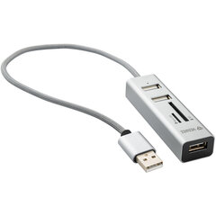 USB jaotur YENKEE YHC 101SR, USB A - 3x USB 2.0, SD slot, micro SD, 480 Mbps, 0.3m hind ja info | USB jagajad, adapterid | kaup24.ee