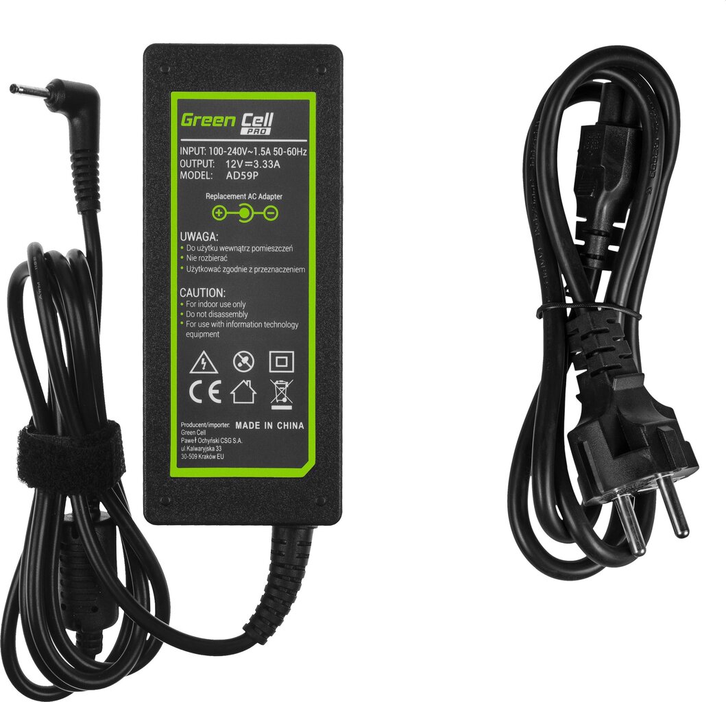 Green Cell 12V, 3.33A, 40W hind ja info | Sülearvutite laadijad | kaup24.ee