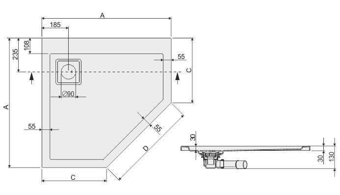 Dušialus Sanplast Space Line BPK/Space 90x90x3, valge цена и информация | Dušialused | kaup24.ee