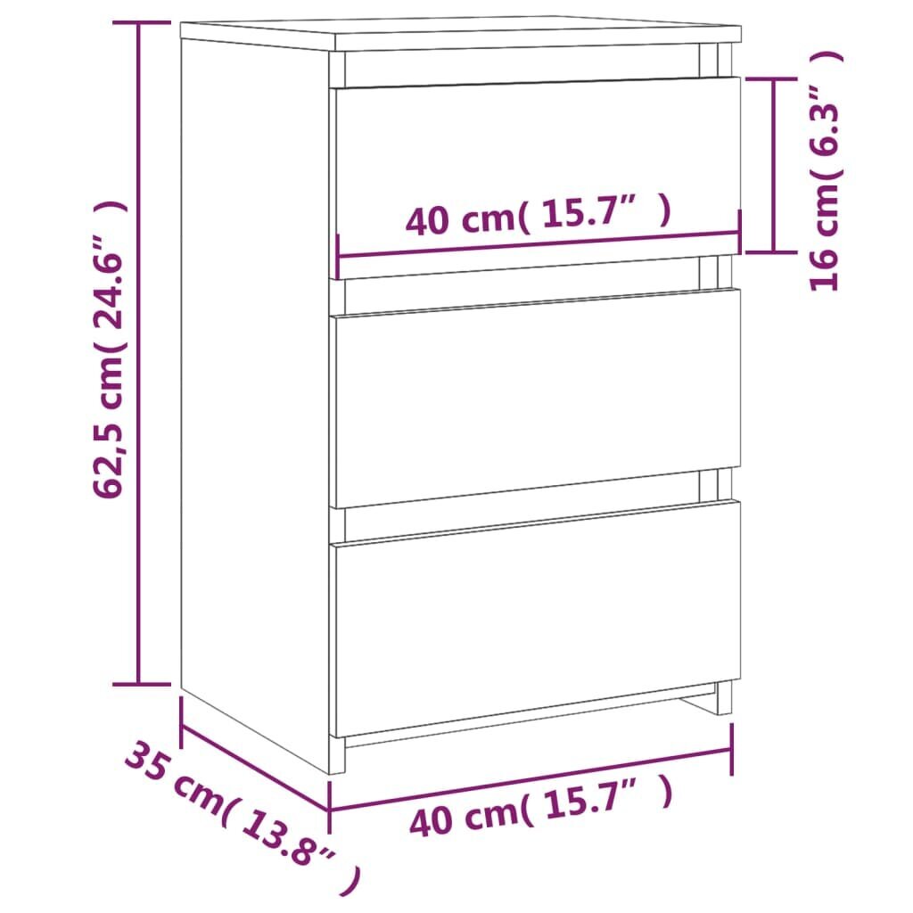 vidaXL öökapid 2 tk, pruun tamm, 40 x 35 x 62,5 cm, tehispuit цена и информация | Öökapid | kaup24.ee