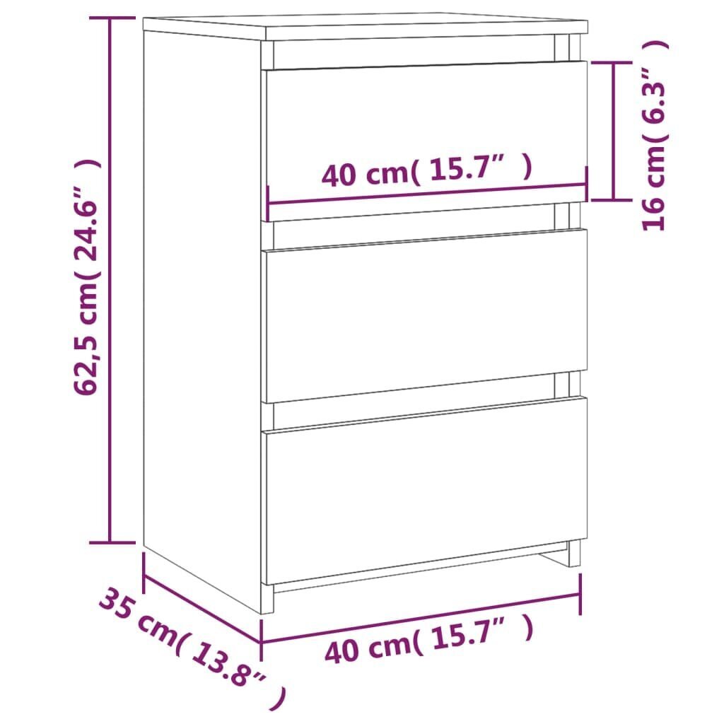 vidaXL öökapid 2 tk, hall Sonoma tamm, 40 x 35 x 62,5 cm, tehispuit hind ja info | Öökapid | kaup24.ee