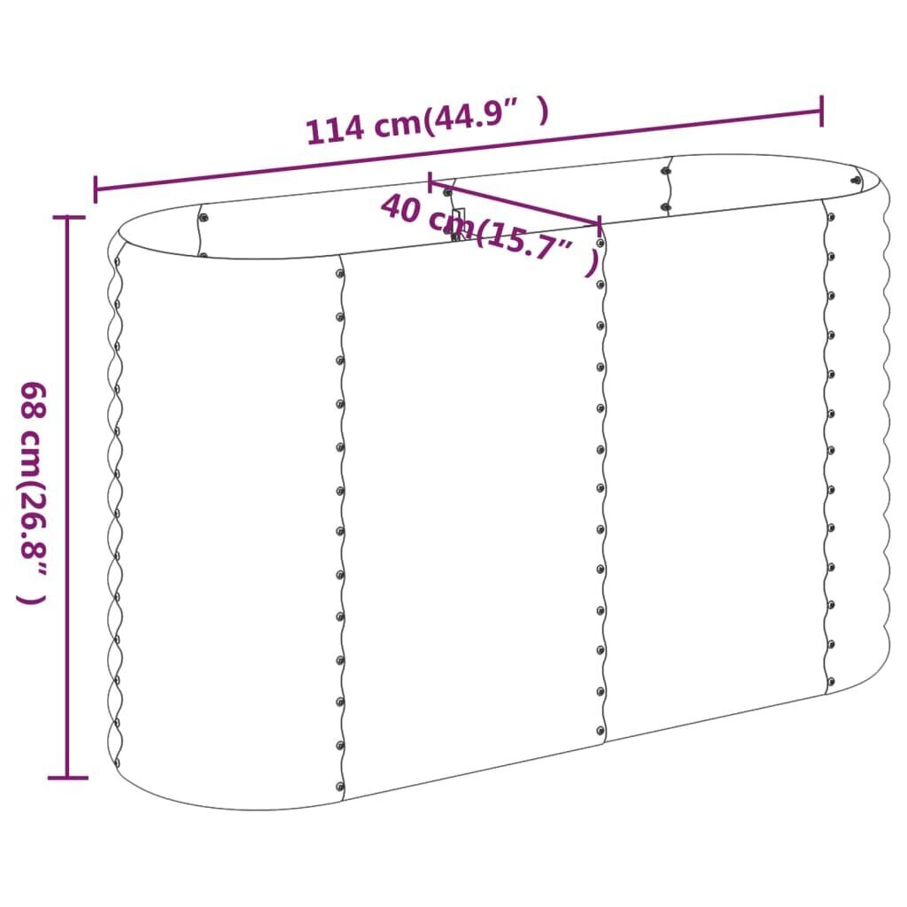 vidaXL aia taimekast, pulbervärvitud teras, 114 x 40 x 68 cm, pruun hind ja info | Istutus- ja turbapotid | kaup24.ee