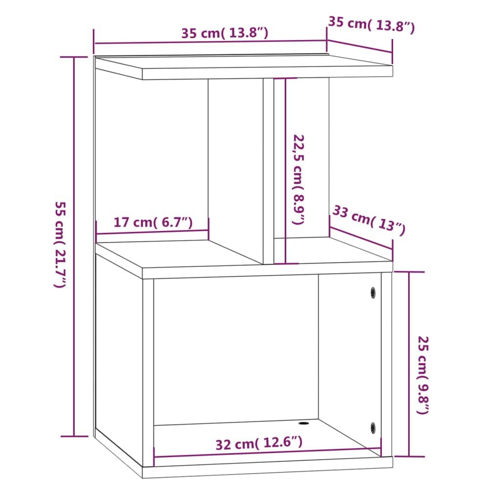 vidaXL öökapid 2 tk, hall Sonoma tamm, 35 x 35 x 55 cm, tehispuit цена и информация | Öökapid | kaup24.ee