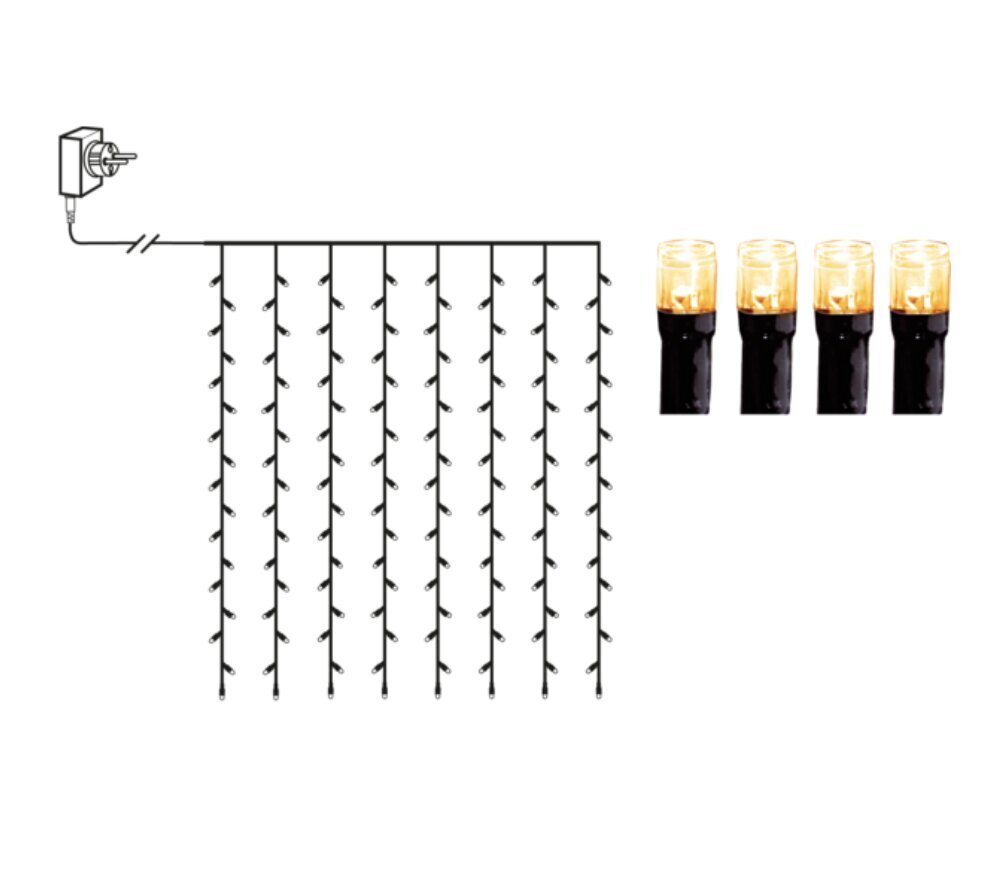 LED kardin 1,3x2 m, soe valge цена и информация | Jõulutuled | kaup24.ee