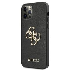 Guess GUHCP12MSA4GGBK iPhone 12/12 Pro 6.1 " must kõva ümbris, Saffiano 4G metallist logo цена и информация | Чехлы для телефонов | kaup24.ee