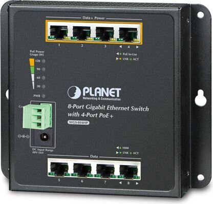 PLANET WGS-804HP network switch Unmanaged L2 Gigabit Ethernet (10/100/1000) Power over Ethernet (PoE) Black цена и информация | Lülitid (Switch) | kaup24.ee