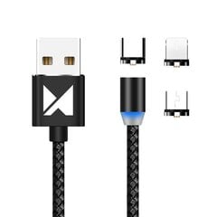 Кабель Wozinsky Magnetic WMC-01, USB/micro USB/USB C/Lightning, 1 м цена и информация | Кабели для телефонов | kaup24.ee