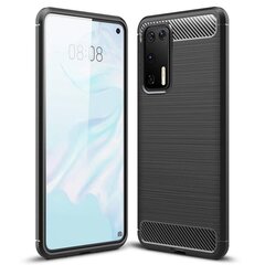 Carbon Case Flexible Cover TPU Case for Huawei P40 black (Black) цена и информация | Чехлы для телефонов | kaup24.ee