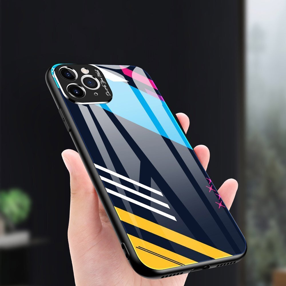 Color Glass Case Durable Cover with Tempered Glass Back and camera cover iPhone 11 Pro Max pattern 2 (Multicolour) hind ja info | Telefoni kaaned, ümbrised | kaup24.ee