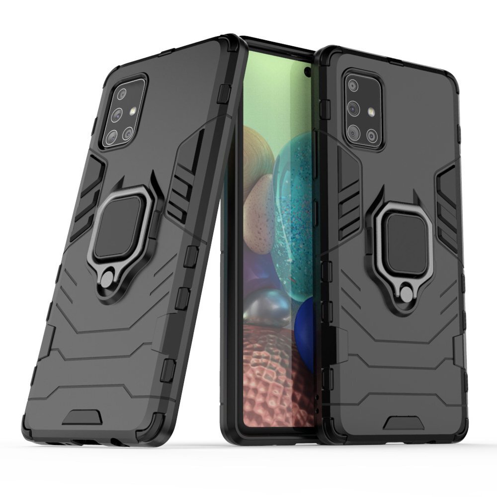 Ring Armor Case Kickstand Tough Rugged Cover for Samsung Galaxy A71 5G black (Black) цена и информация | Telefoni kaaned, ümbrised | kaup24.ee