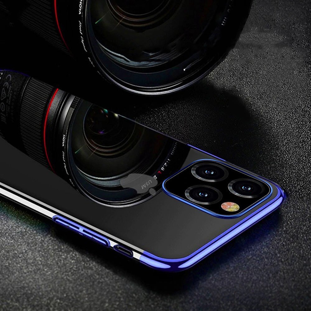 Clear Color Case Gel TPU Electroplating frame Cover for iPhone 12 Pro Max blue (Light blue || Niebieski) hind ja info | Telefoni kaaned, ümbrised | kaup24.ee