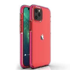 Spring Case clear TPU gel protective cover with colorful frame for iPhone 12 mini light pink (Dark pink) цена и информация | Чехлы для телефонов | kaup24.ee