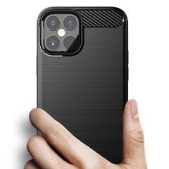 Carbon Case Flexible Cover TPU Case for iPhone 12 mini black (Black) hind ja info | Telefoni kaaned, ümbrised | kaup24.ee