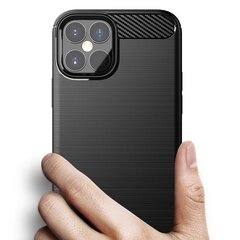 Carbon Case Flexible Cover TPU Case for iPhone 12 Pro Max black (Black) hind ja info | Telefoni kaaned, ümbrised | kaup24.ee