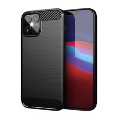 Carbon Case Flexible Cover TPU Case for iPhone 12 Pro Max black (Black) hind ja info | Telefoni kaaned, ümbrised | kaup24.ee