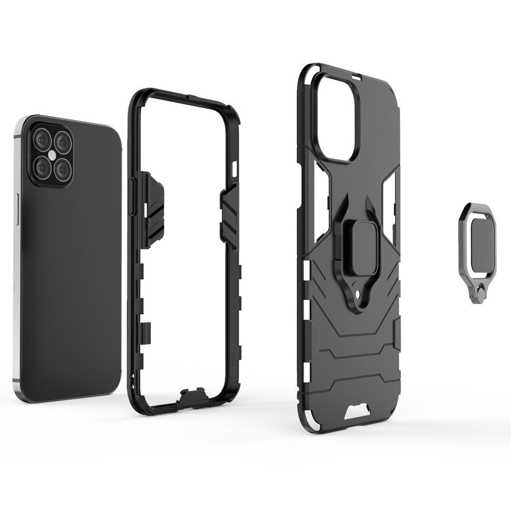 Ring Armor Case Kickstand Tough Rugged Cover for iPhone 12 Pro Max black (Black) hind ja info | Telefoni kaaned, ümbrised | kaup24.ee