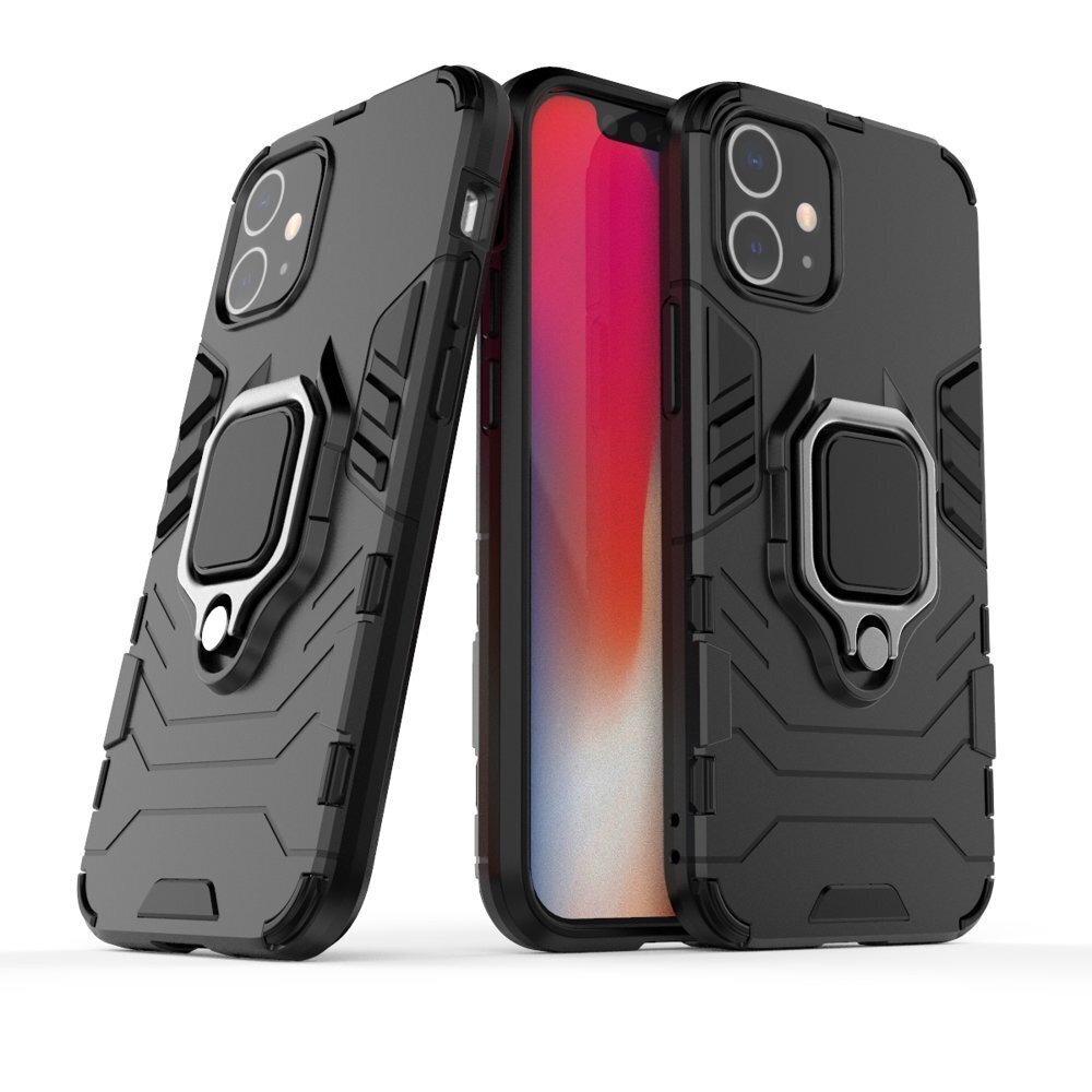 Ring Armor Case Kickstand Tough Rugged Cover for iPhone 12 mini black (Black) цена и информация | Telefoni kaaned, ümbrised | kaup24.ee