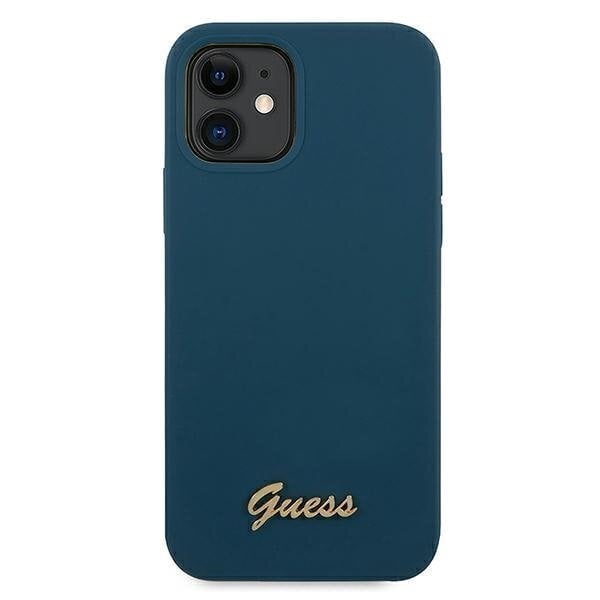 Guess GUHCP12SLSLMGBL iPhone 12 mini 5,4 &quot;blue / blue hardcase Metal Logo Script hind ja info | Telefoni kaaned, ümbrised | kaup24.ee