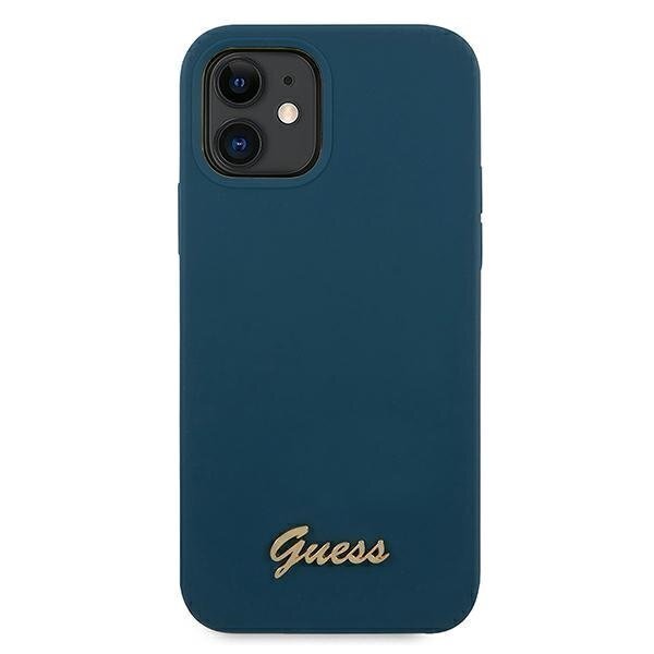 Guess GUHCP12SLSLMGBL iPhone 12 mini 5,4 &quot;blue / blue hardcase Metal Logo Script цена и информация | Telefoni kaaned, ümbrised | kaup24.ee