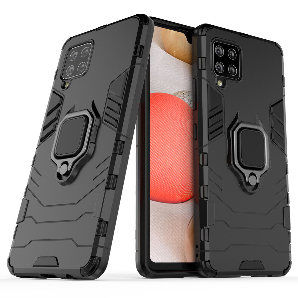 Ring Armor Case Kickstand Tough Rugged Cover for Samsung Galaxy A42 5G black (Black) hind ja info | Telefoni kaaned, ümbrised | kaup24.ee