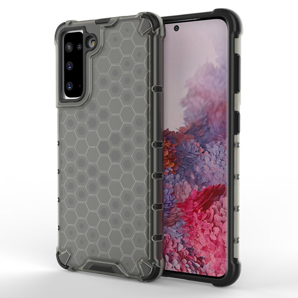 Honeycomb Case armor cover with TPU Bumper for Samsung Galaxy S21 5G black (Black) цена и информация | Telefoni kaaned, ümbrised | kaup24.ee