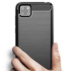 Carbon Case Flexible Cover TPU Case for Oppo A73 black цена и информация | Чехлы для телефонов | kaup24.ee