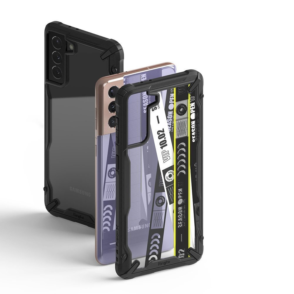 Ringke Fusion X Design durable PC Case with TPU Bumper for Samsung Galaxy S21+ 5G (S21 Plus 5G) black (Cross) (XDSG0053) (Black) цена и информация | Telefoni kaaned, ümbrised | kaup24.ee