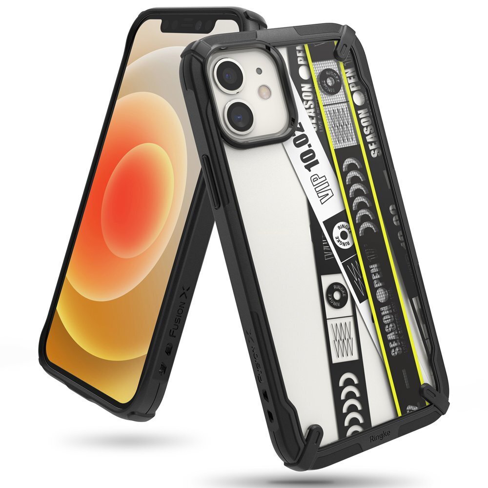 Ringke Fusion X Design durable PC Case with TPU Bumper for iPhone 12 mini black (Ticket band) (XDAP0018) (Black) цена и информация | Telefoni kaaned, ümbrised | kaup24.ee