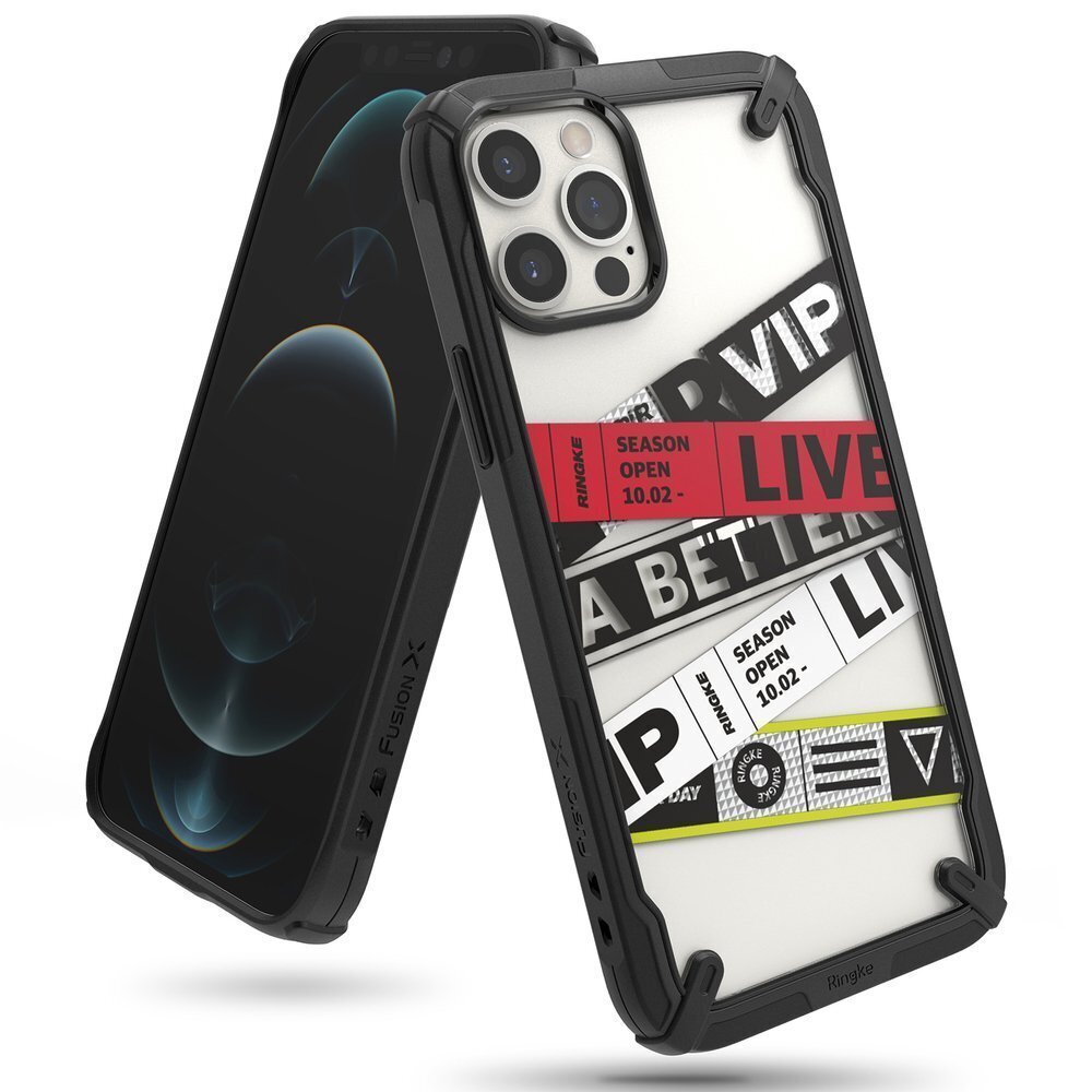 Ringke Fusion X Design durable PC Case with TPU Bumper for iPhone 12 Pro Max black (Ticket band) (XDAP0025) (Black) hind ja info | Telefoni kaaned, ümbrised | kaup24.ee