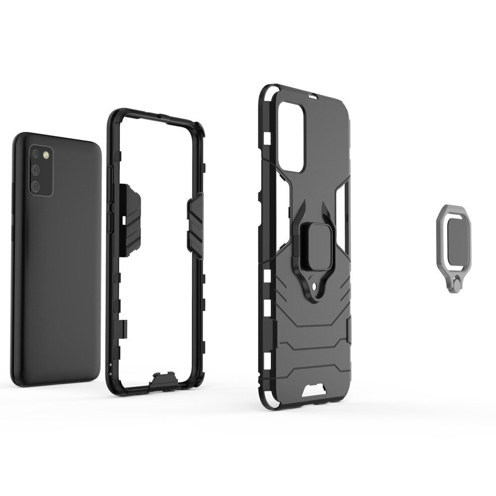 Ring Armor Case Kickstand Tough Rugged Cover for Samsung Galaxy A02s EU black (Black) hind ja info | Telefoni kaaned, ümbrised | kaup24.ee