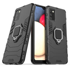 Ring Armor Case Kickstand Tough Rugged Cover for Samsung Galaxy A02s EU black (Black) hind ja info | Telefoni kaaned, ümbrised | kaup24.ee