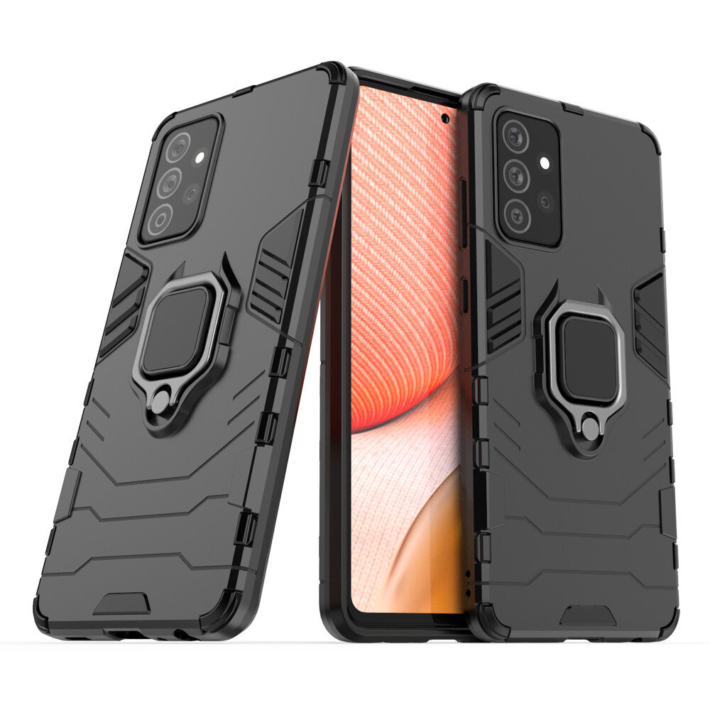 Ring Armor Case Kickstand Tough Rugged Cover for Samsung Galaxy A72 4G black (Black) цена и информация | Telefoni kaaned, ümbrised | kaup24.ee