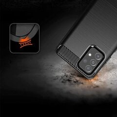 Carbon Case Flexible Cover TPU Case for Samsung Galaxy A72 4G black (Black) hind ja info | Telefoni kaaned, ümbrised | kaup24.ee