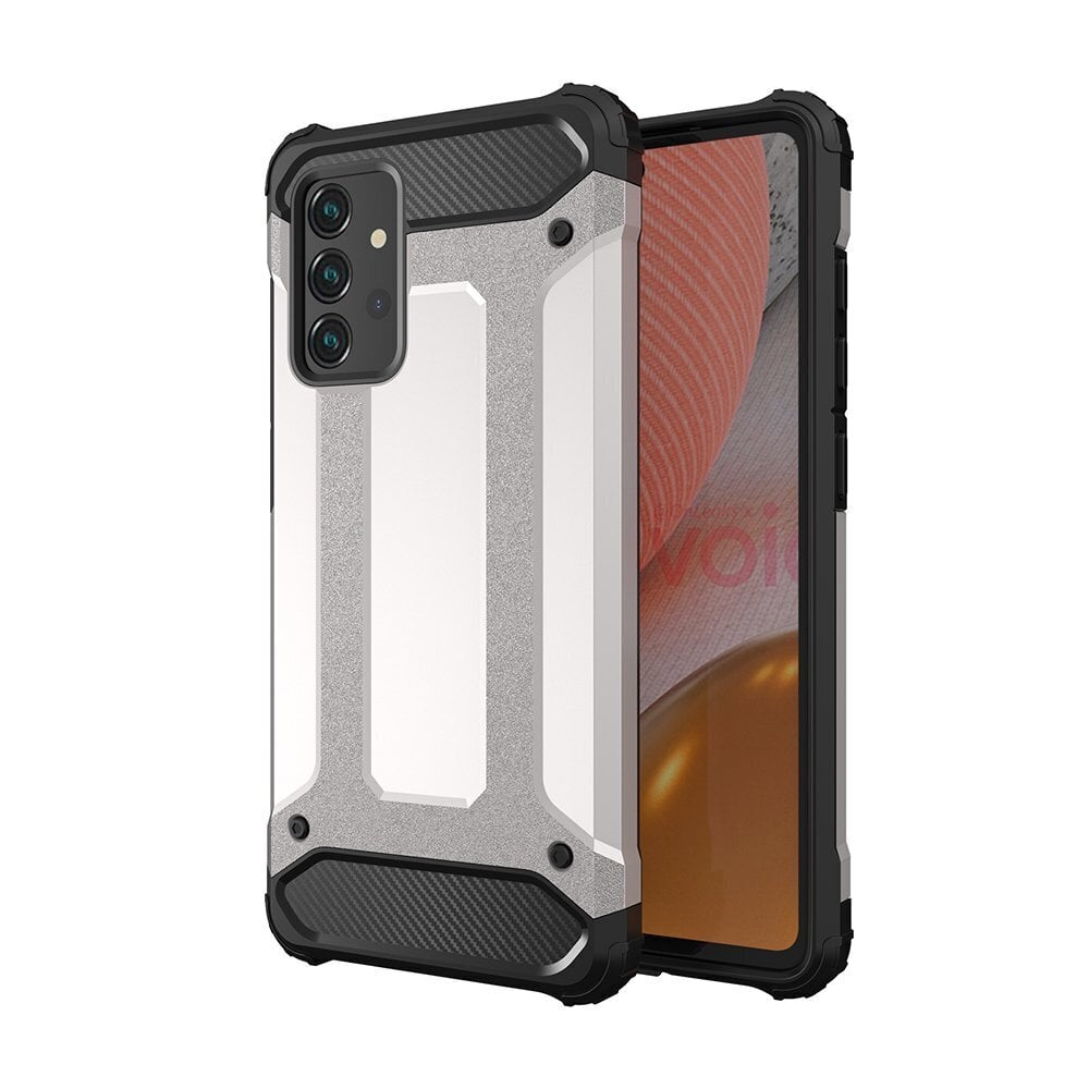 Hybrid Armor Case Tough Rugged Cover for Samsung Galaxy A72 4G silver (Silver) hind ja info | Telefoni kaaned, ümbrised | kaup24.ee