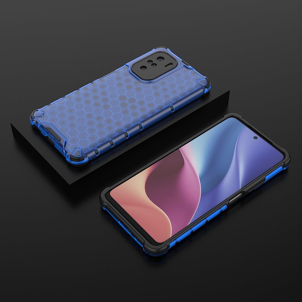 Honeycomb Case armor cover with TPU Bumper for Xiaomi Redmi K40 Pro+ / K40 Pro / K40 / Poco F3 blue (Light blue || Niebieski) hind ja info | Telefoni kaaned, ümbrised | kaup24.ee