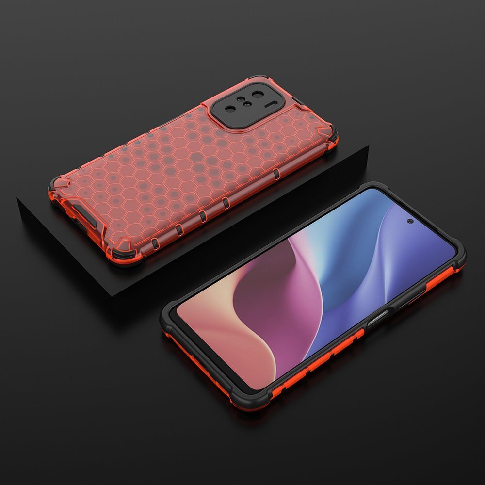 Honeycomb Case armor cover with TPU Bumper for Xiaomi Redmi K40 Pro+ / K40 Pro / K40 / Poco F3 red (Red) hind ja info | Telefoni kaaned, ümbrised | kaup24.ee