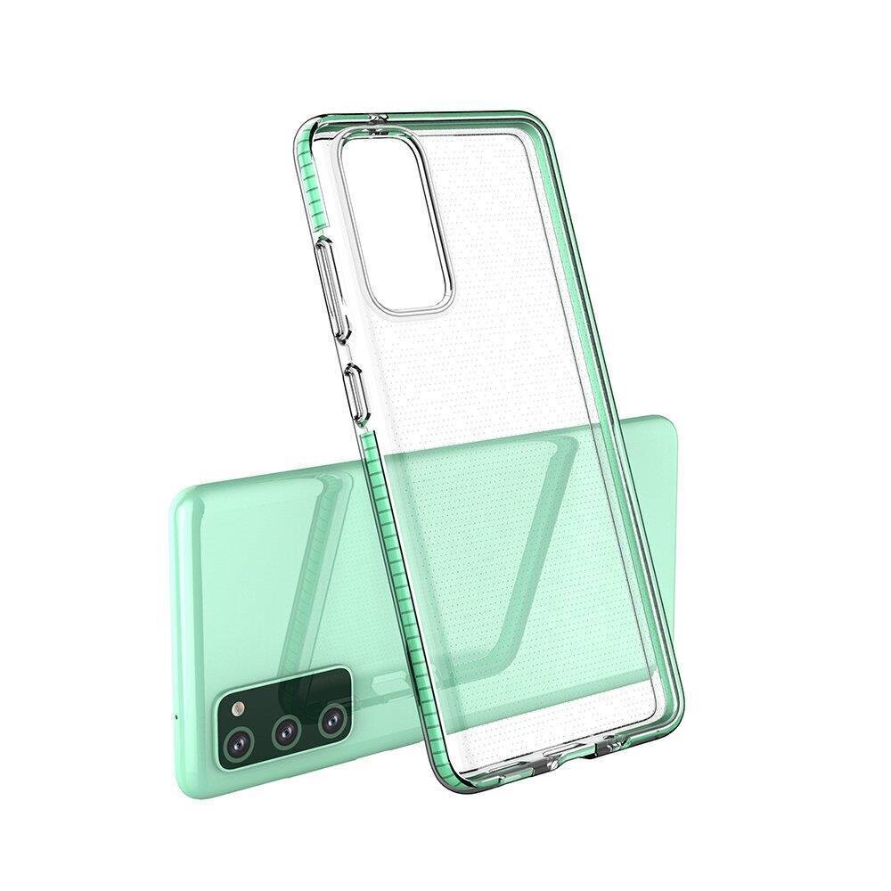 Spring Case clear TPU gel protective cover with colorful frame for Samsung Galaxy A02s EU black (Black) hind ja info | Telefoni kaaned, ümbrised | kaup24.ee