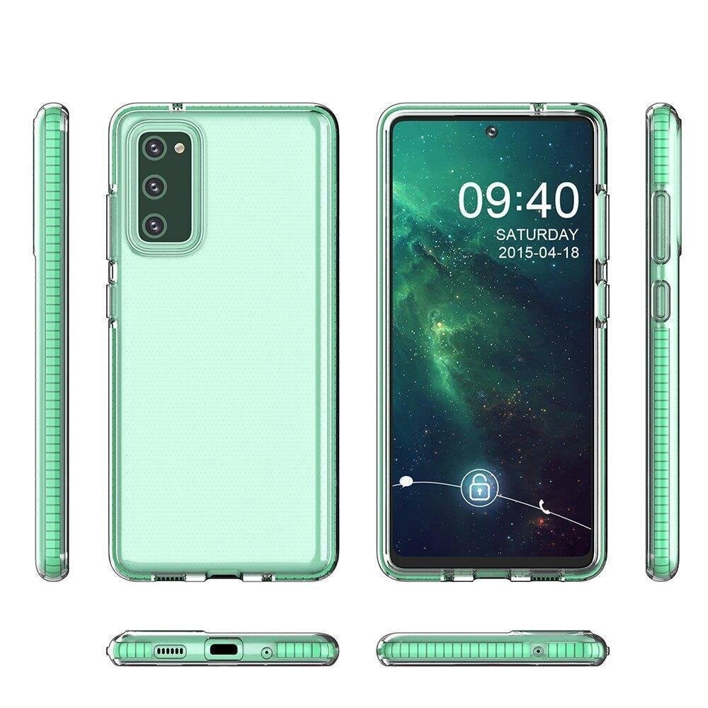 Spring Case clear TPU gel protective cover with colorful frame for Samsung Galaxy A02s EU black (Black) hind ja info | Telefoni kaaned, ümbrised | kaup24.ee