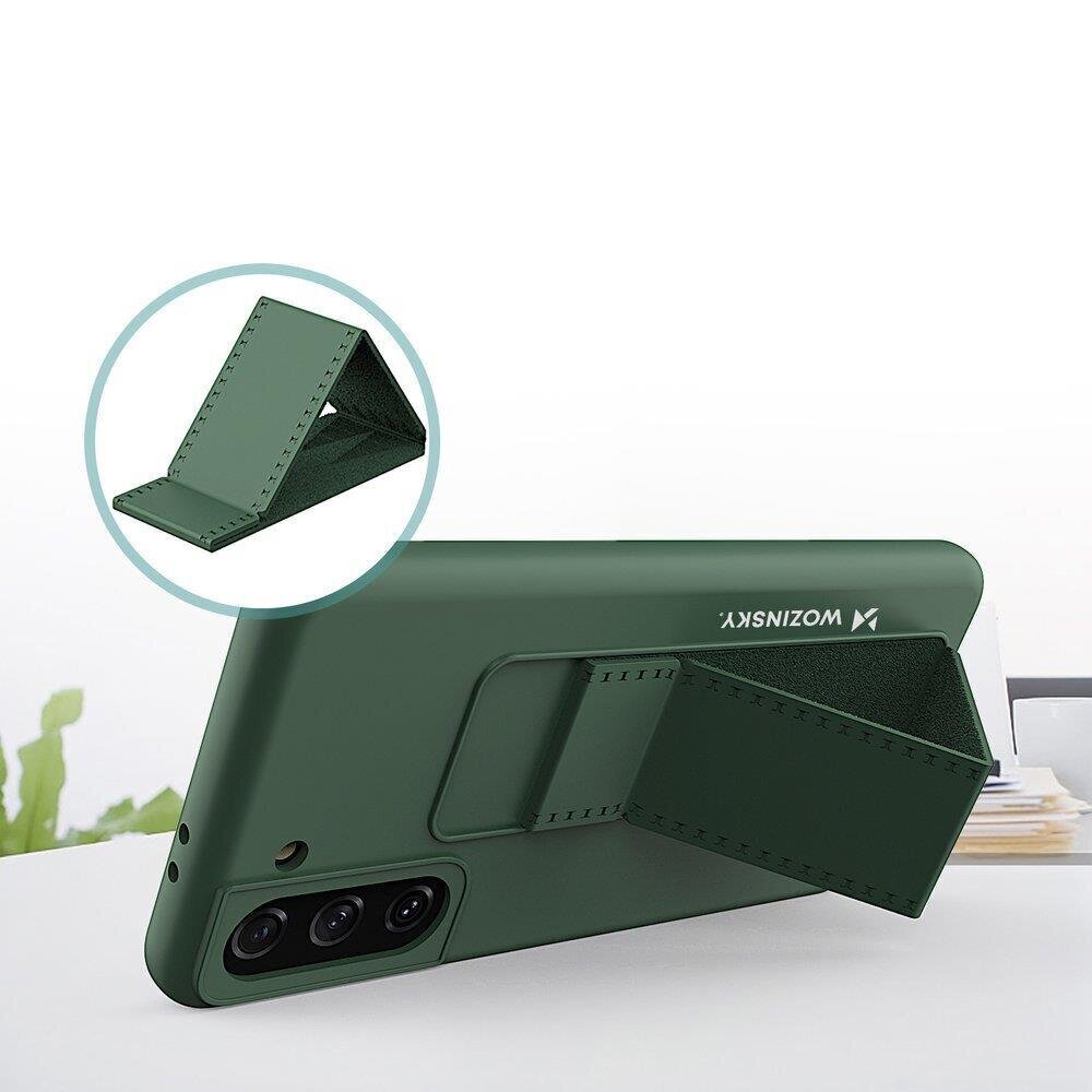 Wozinsky Kickstand Case Silicone Stand Cover for Samsung Galaxy S21 + 5G dark green (Dark green) цена и информация | Telefoni kaaned, ümbrised | kaup24.ee