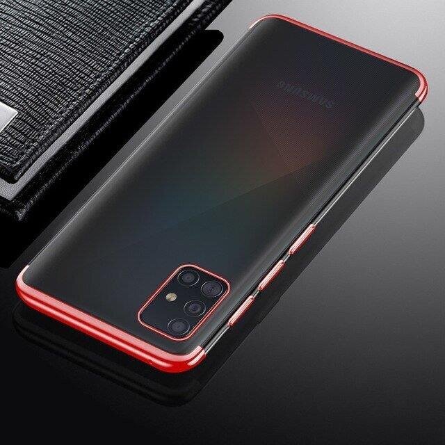 Clear Color Case Gel TPU Electroplating frame Cover for Samsung Galaxy A72 4G red (Red) цена и информация | Telefoni kaaned, ümbrised | kaup24.ee